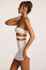 Azzurra-Textured Jersey Cut-Out A-Line Mini Dress in Ivory