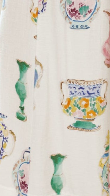 Candella Tie Front Top - Vase Print