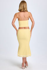 Lupita-Lace-Trim Mid-Rise Midaxi Skirt in Pastel Yellow