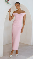 Zylah Off Shoulder Midi Dress - Pink