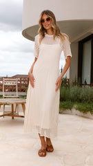 Saisha Crochet Maxi Dress - Beige