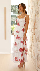 Odilia Maxi Dress - White/Pink Floral
