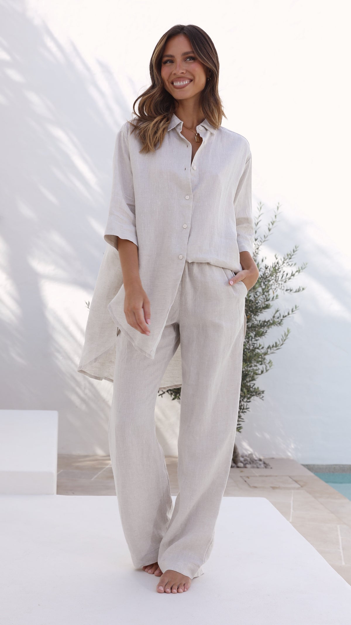 Linen Lounge Pant - Natural