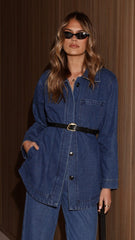 Amy Long Sleeve Top - Dark Denim