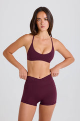 Soft Active Crossover Pocket Shorts in Burgundy
