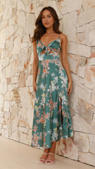 Dreamers Midi Dress - Green Floral