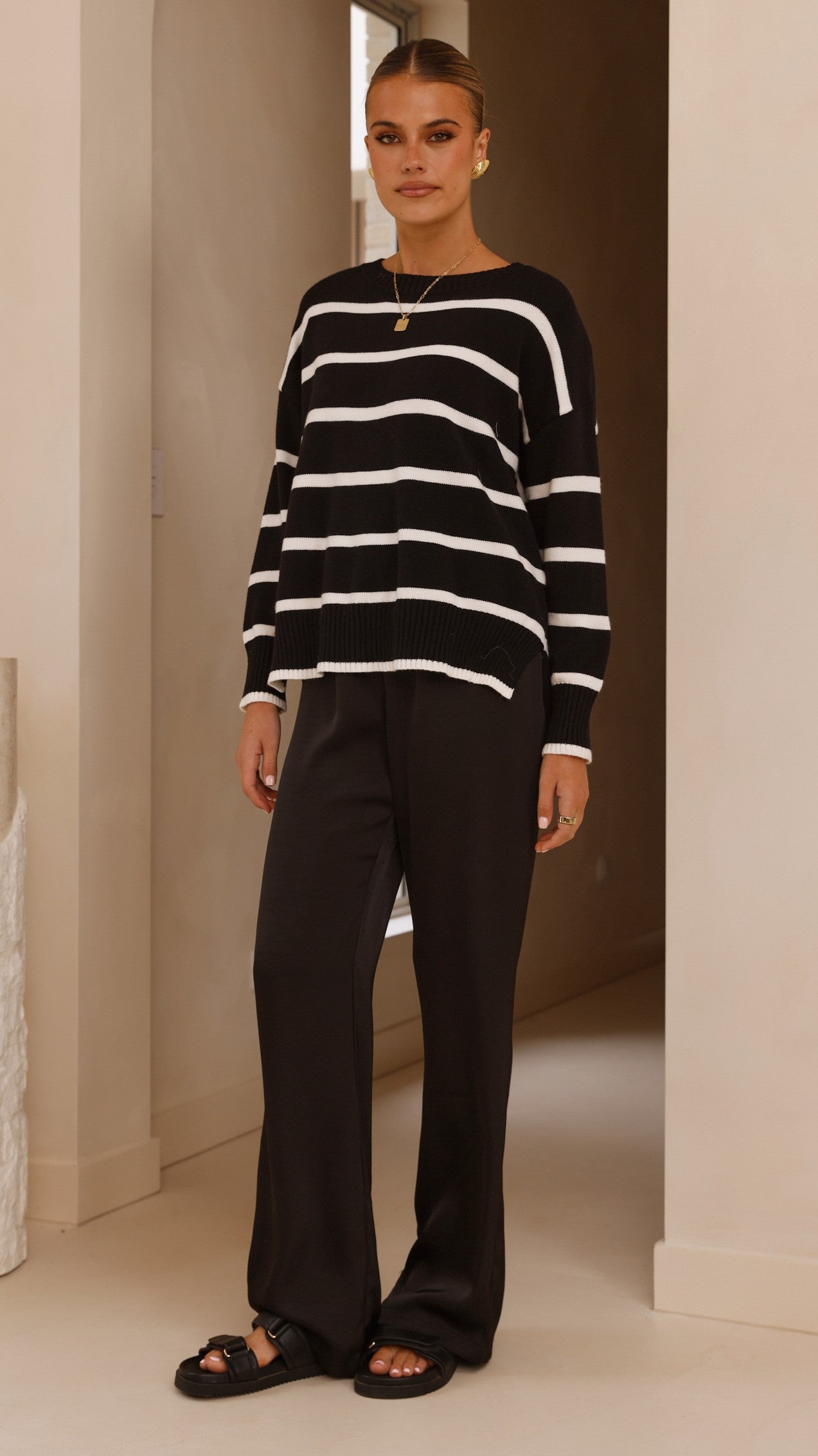 Vara Knit Jumper - Black/White Stripe