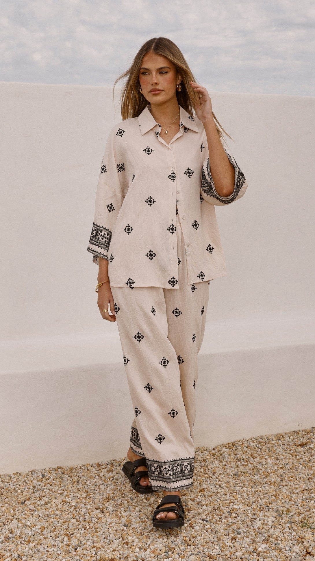 Deni Pants - Beige/Black