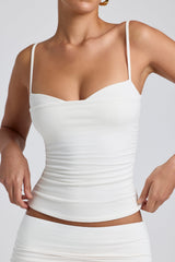 Esme-Modal Ruched Layered Tank Top in White