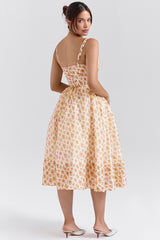 Royal Rose Print Corset Midi Sundress