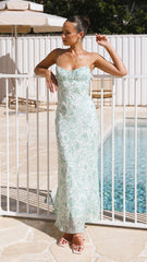 Margie Midi Dress - Green Flower