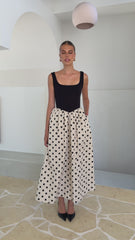 Leoni Maxi Dress - Oat/Black Spot