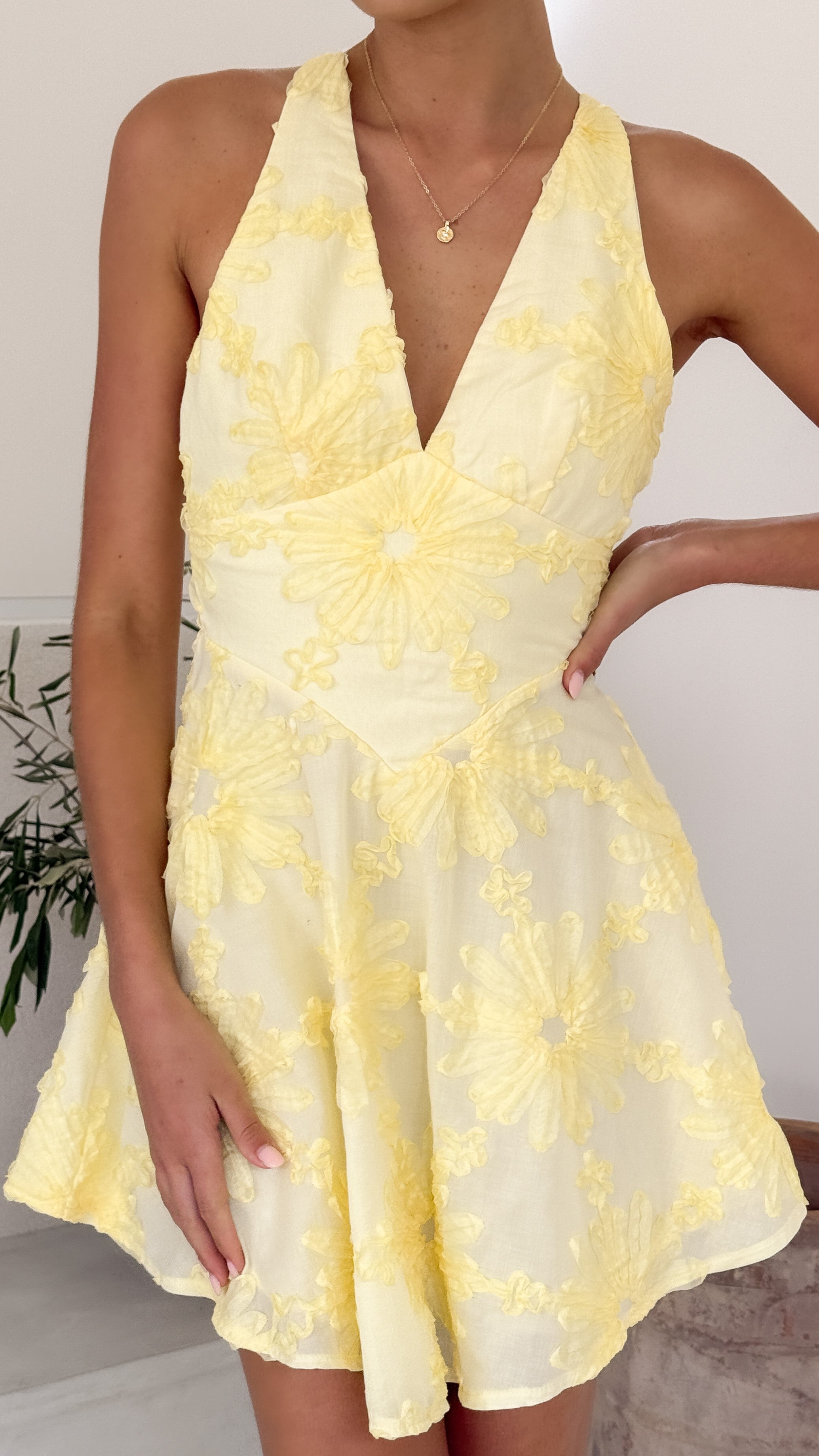 Zaidin Mini Dress - Yellow Floral