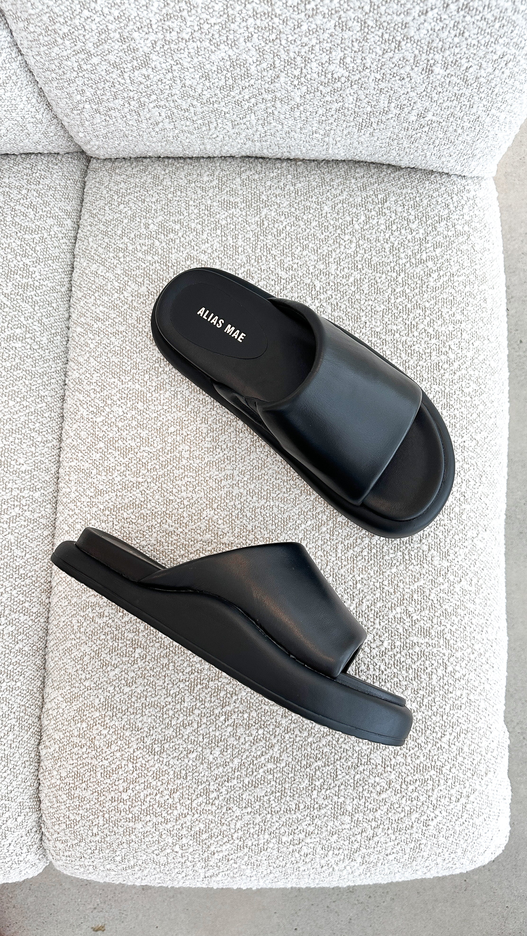 Thea Slide - Black Leather