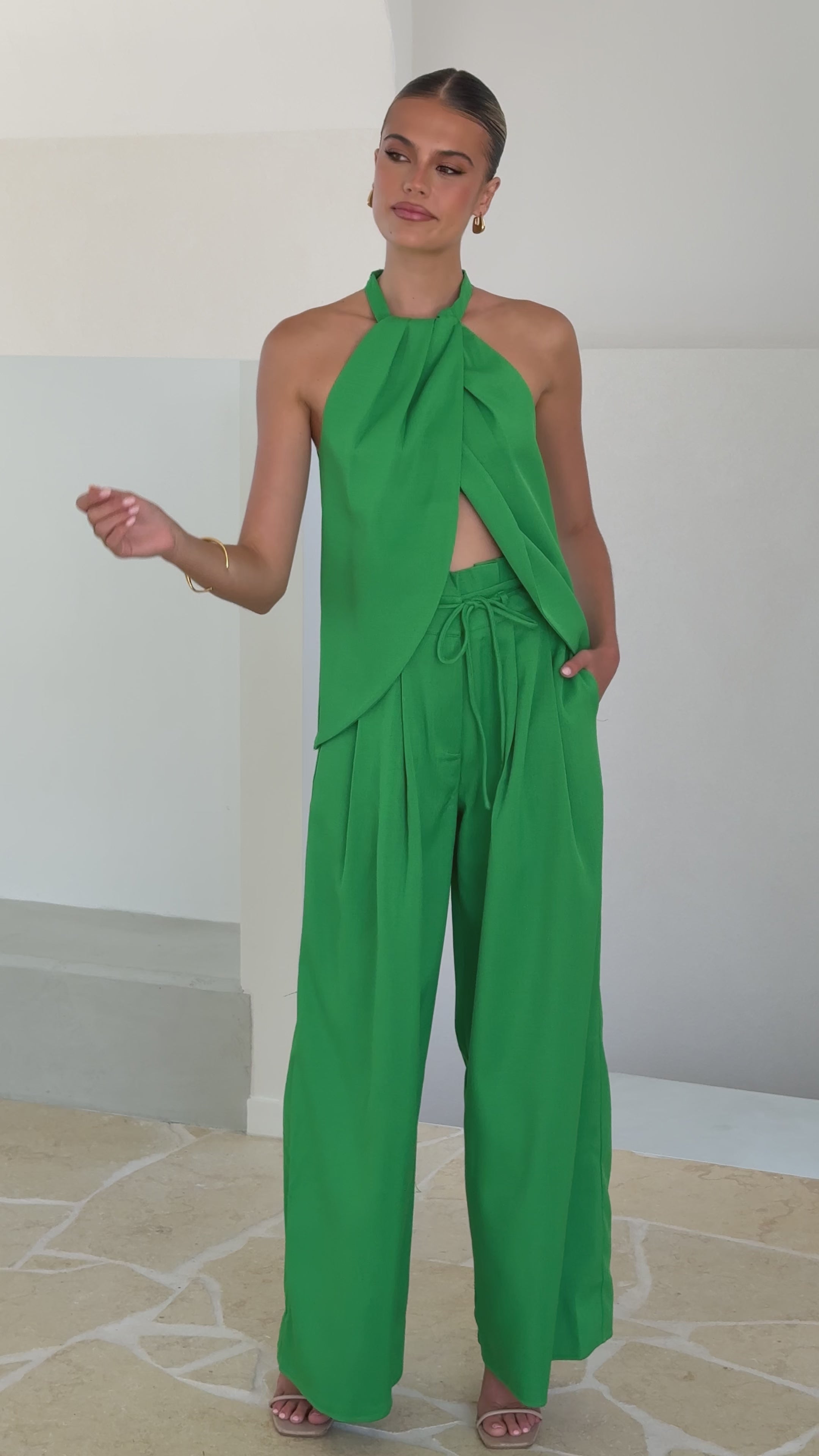 Melinda High Waist Pants - Green