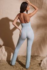Ramona-Tall Embellished Plunge Neck Jumpsuit in Aqua