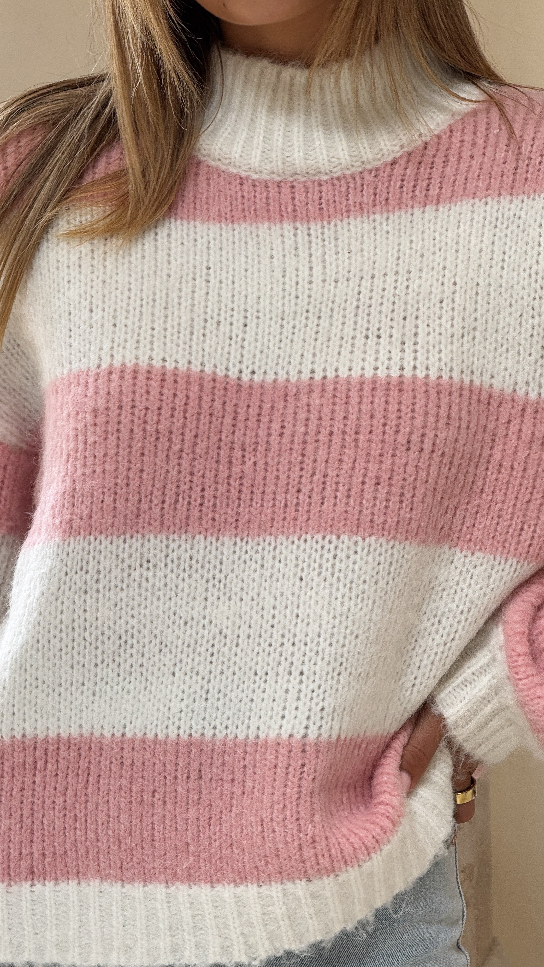 Dante Knitted Sweater - White / Pink Stripe