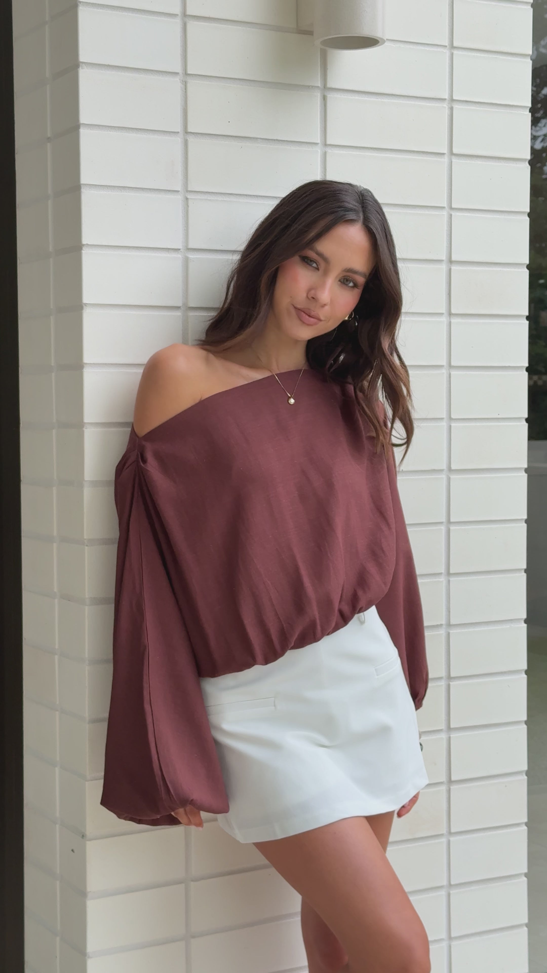 Katara Off Shoulder Top - Chocolate