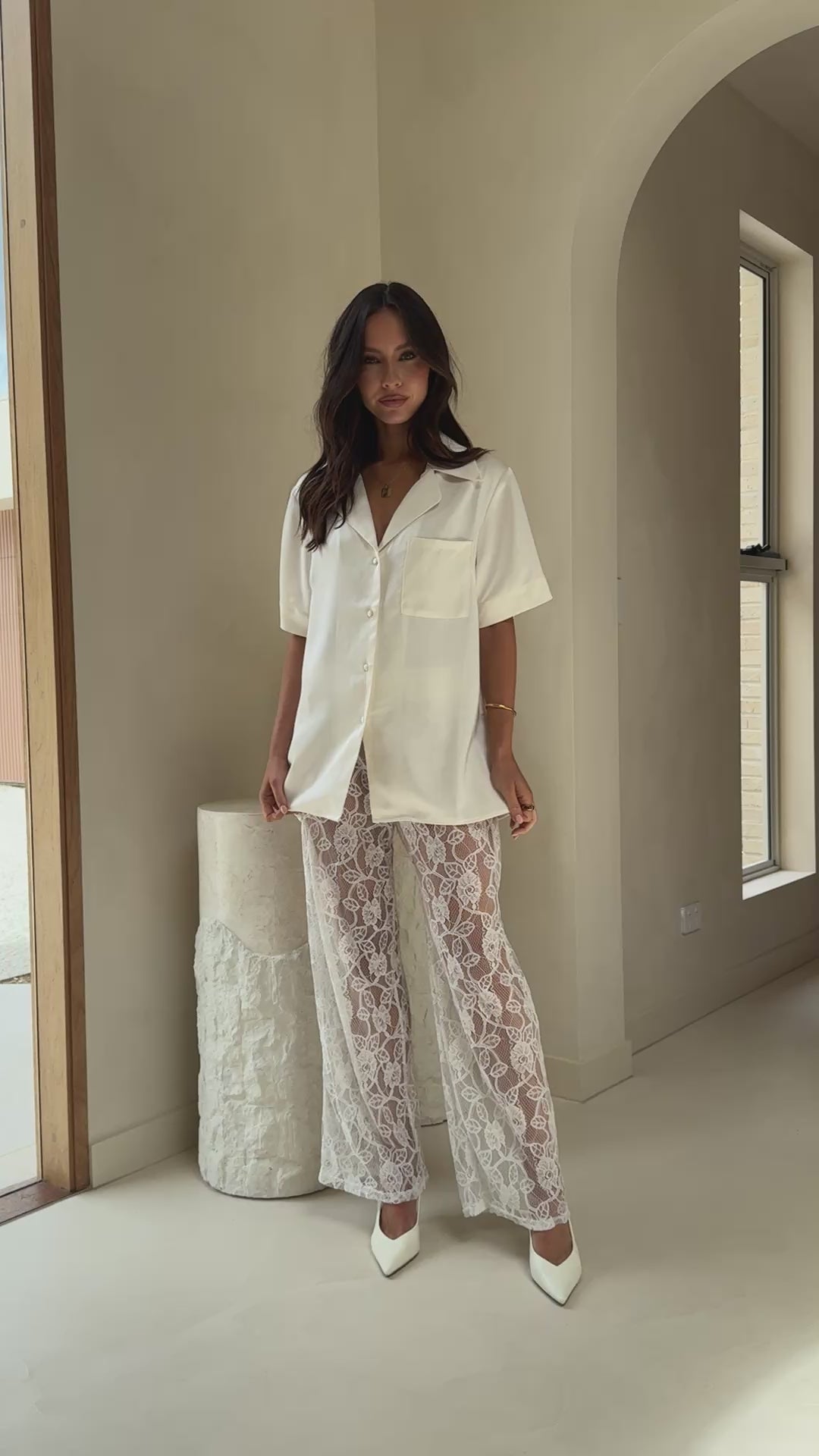 Courtney Button Up Shirt - Cream