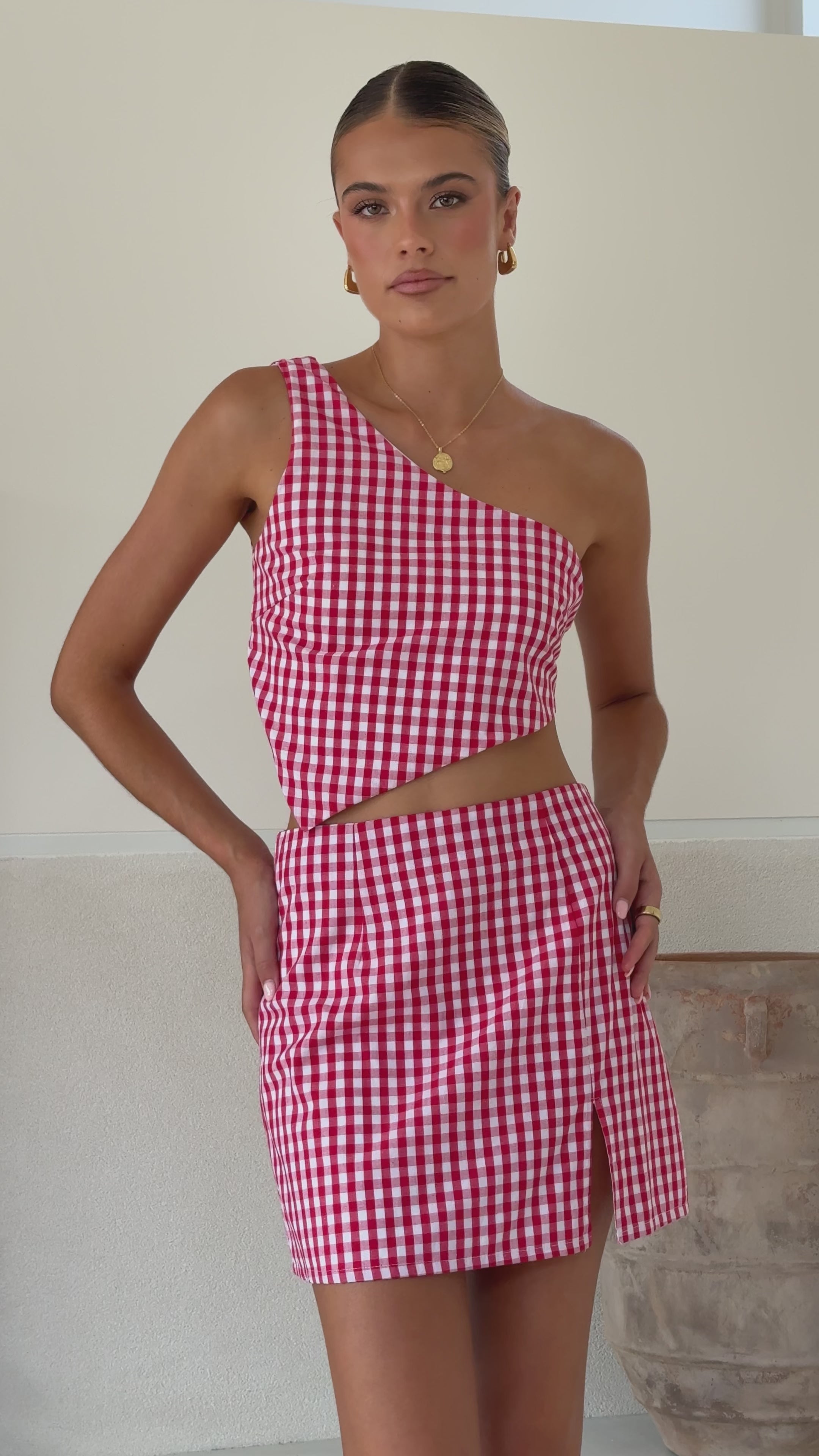 Jalisa Mini Skirt - Picnic Red