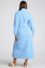 Loungewear-Tie Front Fleece Robe in Baby Blue