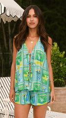 Octavia Top - Aloha Aqua