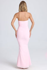 Aveline-Draped Floral-Appliqué Maxi Dress in Blush