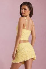 Jianna-Embellished Low-Rise Mini Skirt in Yellow