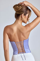Effie-Strapless Lace-Up Satin Corset in Blue Lavender