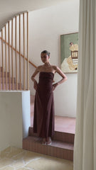 Bolivia Strapless Midi Dress - Chocolate