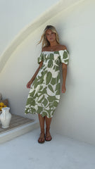 Ilene Midi Dress - Sage Print