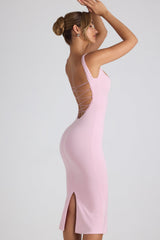 Navi-Modal Lace-Trim Midaxi Dress in Soft Pink