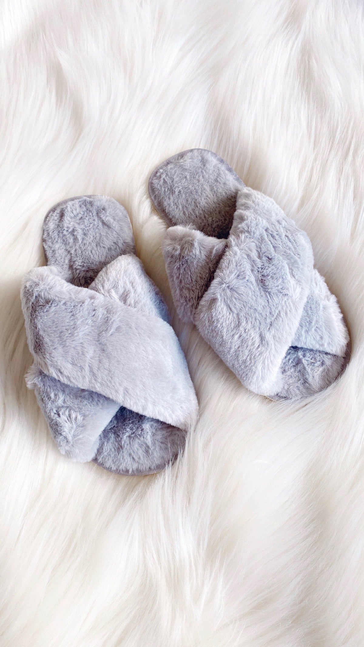 Jessica Fluffy Slippers - Grey