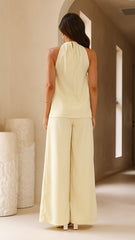 Melinda High Waist Pants - Soft Yellow