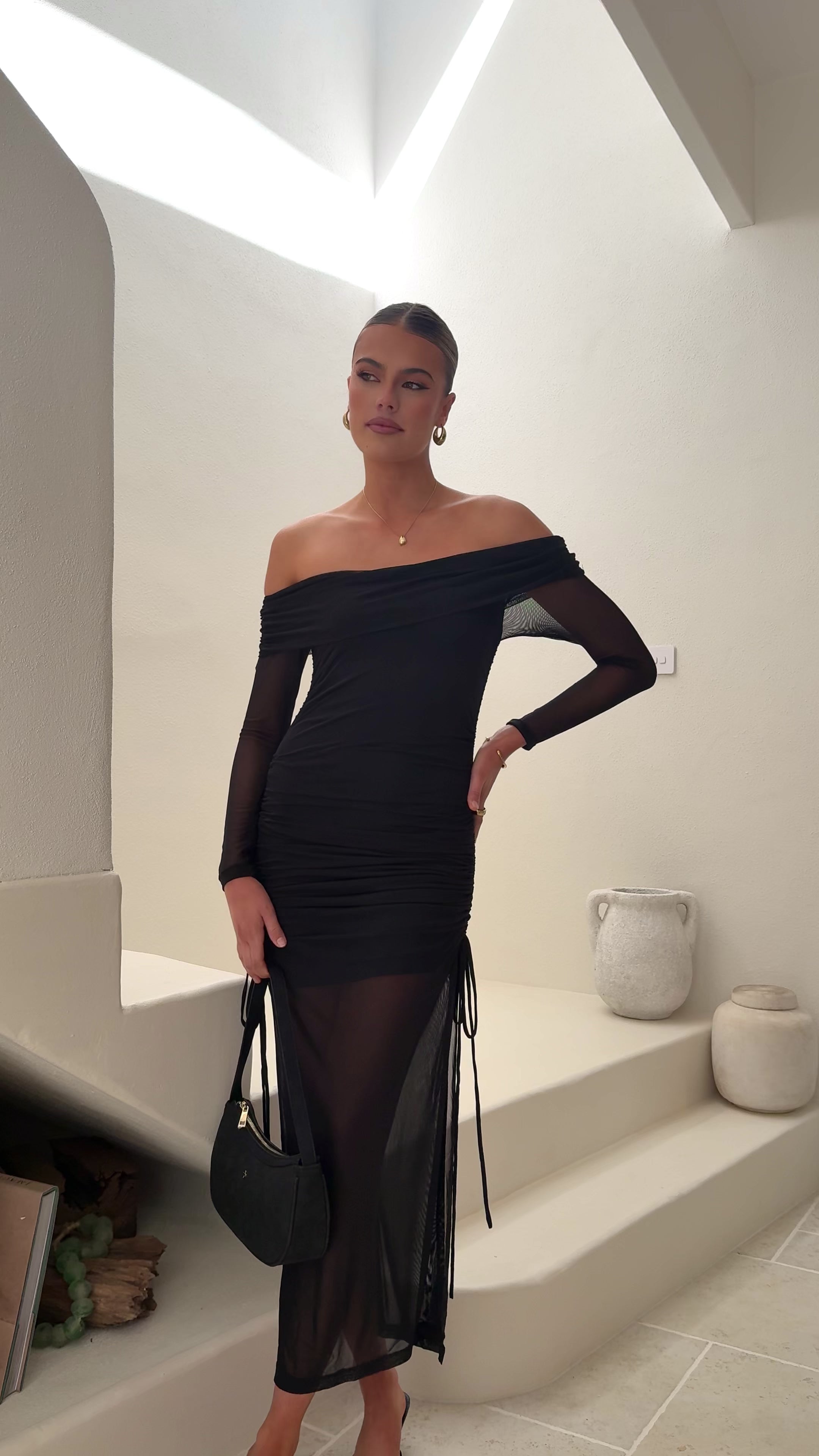 Isadora Off Shoulder Maxi Dress - Black
