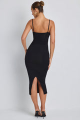 Nora-Modal Ruched Layered Midaxi Dress in Black