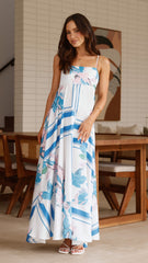 Kaethe Maxi Dress - White/Blue