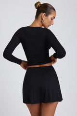 Solene-Modal A-Line Mini Skort in Black