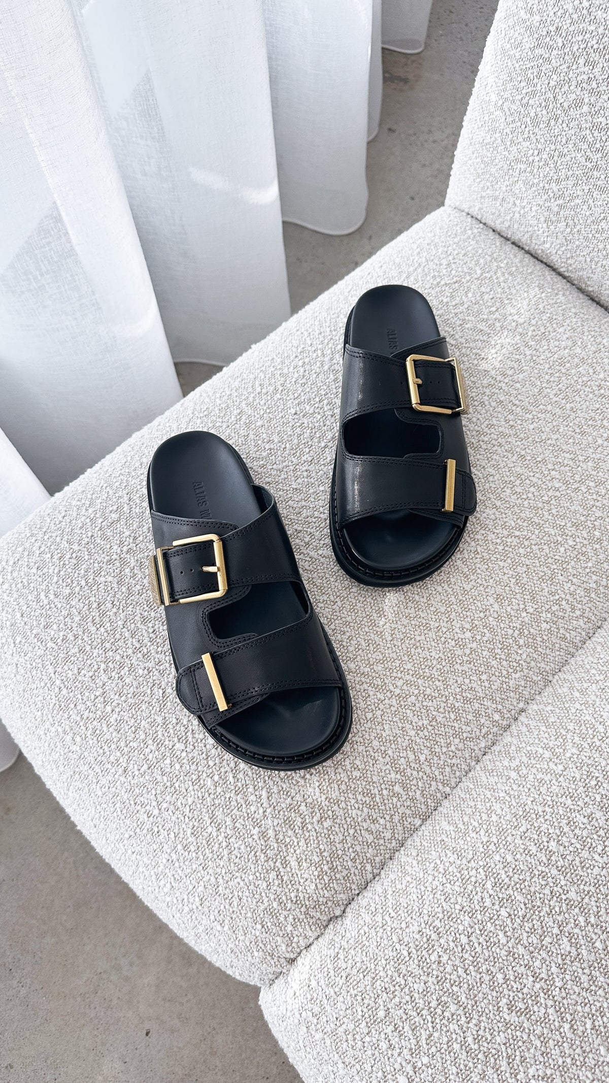 Panama Slide - Black Leather