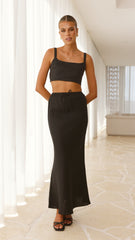 Amani Linen Maxi Skirt - Black
