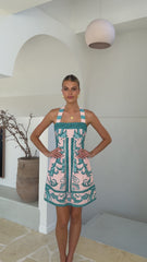 Maegan Mini Dress - Aqua / Pink Zayna