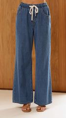Elandra Wide Leg Pants - Dark Denim