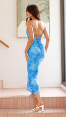 Ashley Maxi Dress - Dark Blue Floral