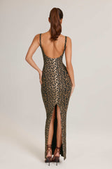 Soreia-Modal Scoop-Neck Maxi Dress in Leopard Print