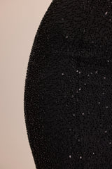 Palermo-Embellished Bandeau Cowl Neck Maxi Dress in Black