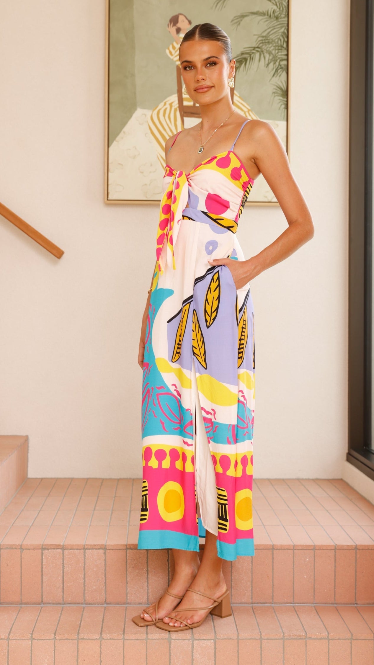 Shahar Maxi Dress - Pink Print