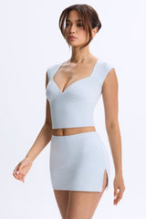 Lyra-Mid-Rise Micro Mini Skirt in Dusty Blue