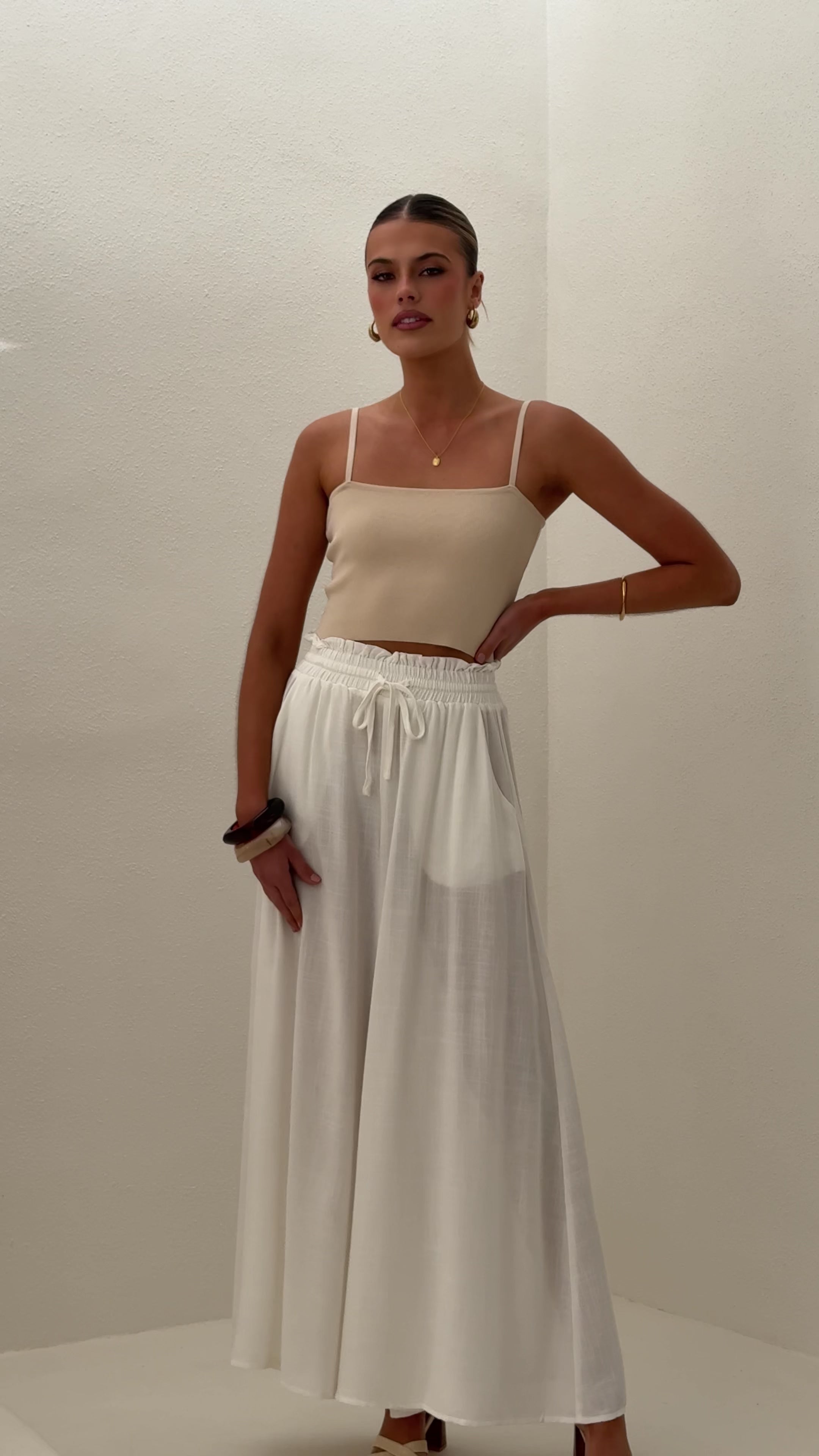 Avery Wide Leg Pants - White