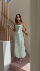 Margo Midi Dress - Green Flower