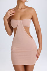 Lilia-Bandeau Cut-Out Mini Dress in Warm Peach